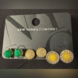 New York & Company Green, Gold, and Yellow Earring Trio